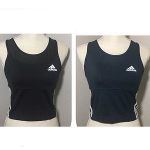 Adidas cropped camisole tank tops black and navy L